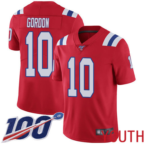 New England Patriots Football 10 Vapor Untouchable 100th Season Limited Red Youth Josh Gordon Alternate NFL Jersey